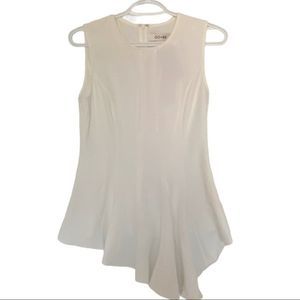 White sleeveless NWT asymmetrical peplum top SZ S